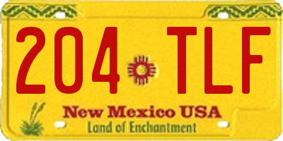 NM license plate 204TLF