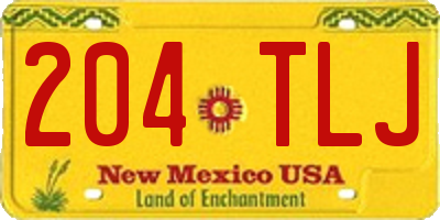 NM license plate 204TLJ