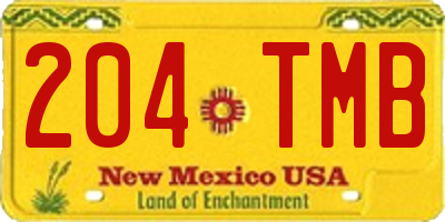 NM license plate 204TMB