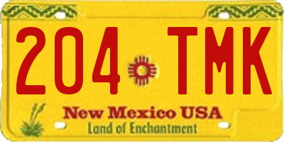 NM license plate 204TMK