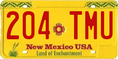 NM license plate 204TMU