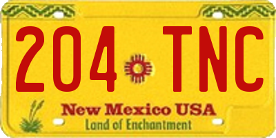 NM license plate 204TNC