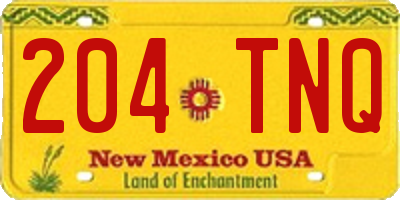 NM license plate 204TNQ