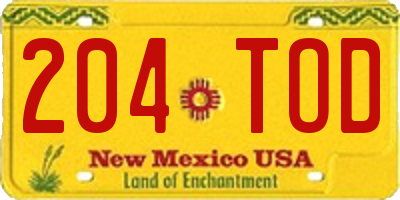 NM license plate 204TOD