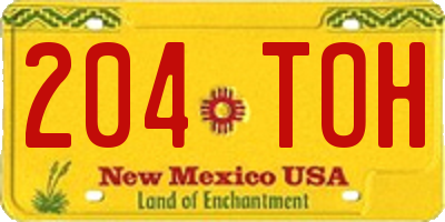 NM license plate 204TOH