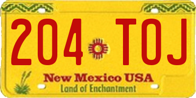 NM license plate 204TOJ