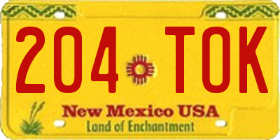 NM license plate 204TOK