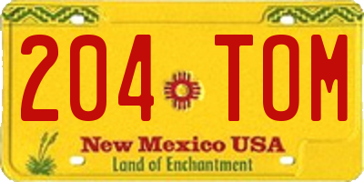 NM license plate 204TOM