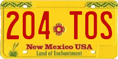 NM license plate 204TOS