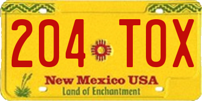 NM license plate 204TOX