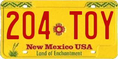 NM license plate 204TOY