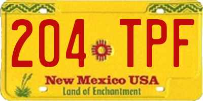 NM license plate 204TPF