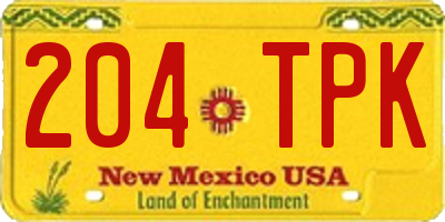 NM license plate 204TPK