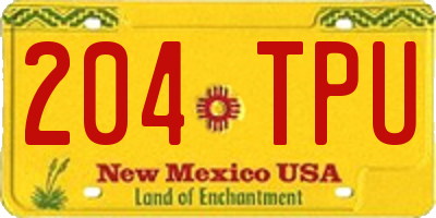 NM license plate 204TPU