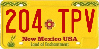 NM license plate 204TPV