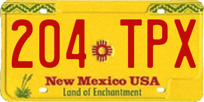 NM license plate 204TPX