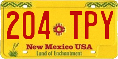 NM license plate 204TPY