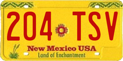 NM license plate 204TSV