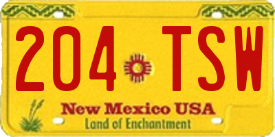 NM license plate 204TSW