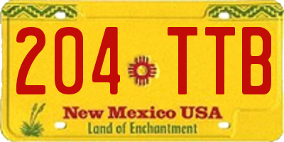 NM license plate 204TTB