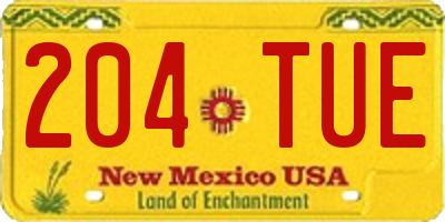 NM license plate 204TUE