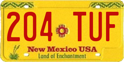 NM license plate 204TUF