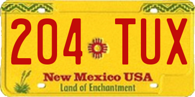 NM license plate 204TUX