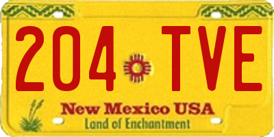 NM license plate 204TVE