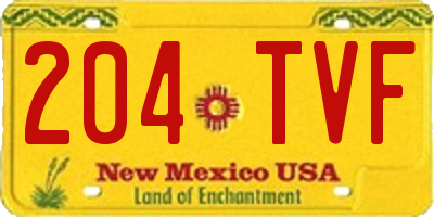 NM license plate 204TVF
