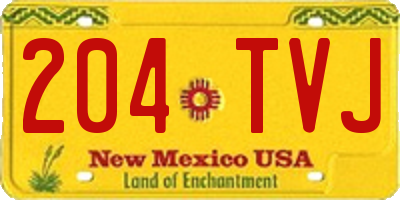 NM license plate 204TVJ