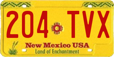 NM license plate 204TVX