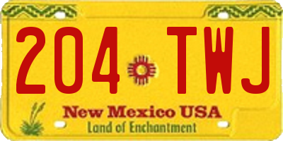 NM license plate 204TWJ