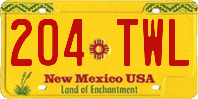 NM license plate 204TWL