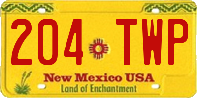 NM license plate 204TWP