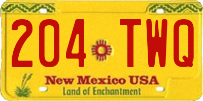 NM license plate 204TWQ