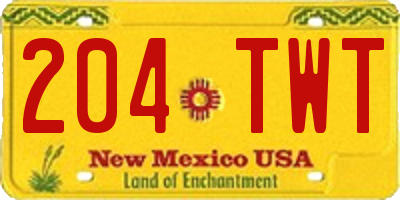 NM license plate 204TWT