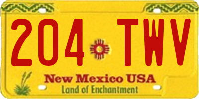 NM license plate 204TWV
