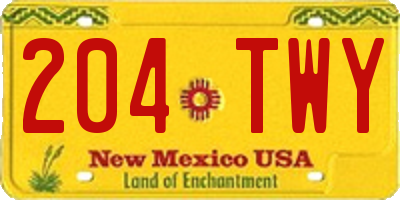 NM license plate 204TWY