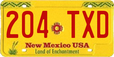 NM license plate 204TXD