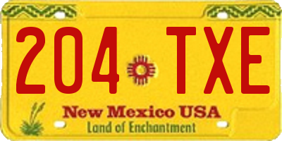 NM license plate 204TXE