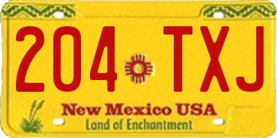 NM license plate 204TXJ