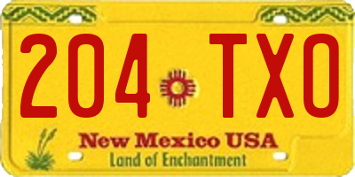 NM license plate 204TXO