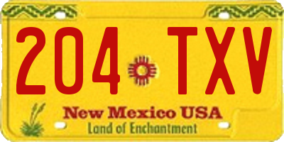 NM license plate 204TXV