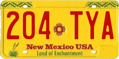 NM license plate 204TYA