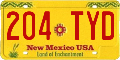 NM license plate 204TYD