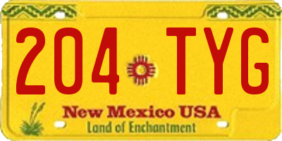 NM license plate 204TYG