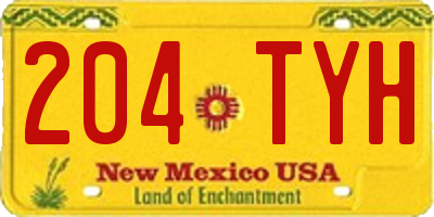 NM license plate 204TYH