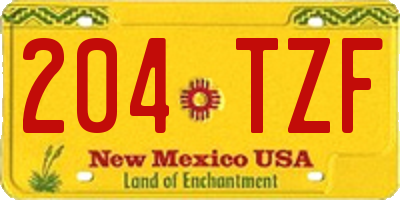 NM license plate 204TZF