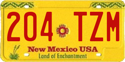 NM license plate 204TZM