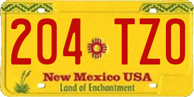 NM license plate 204TZO